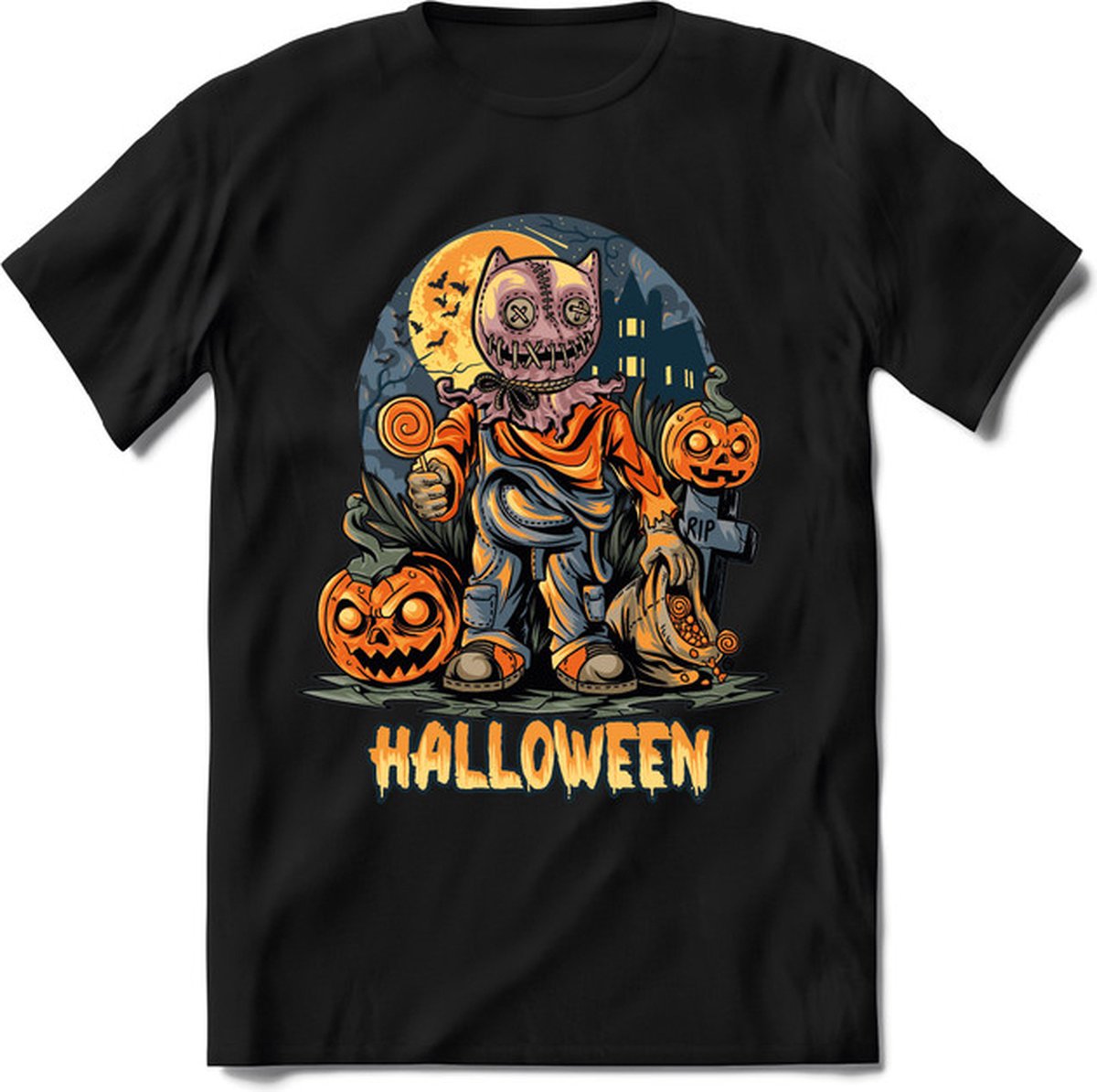 Halloween T-Shirt | Horror  Kleding Heren / Dames | Weerwolf , Monster , Vleermuis en Pompoen  Shirt |